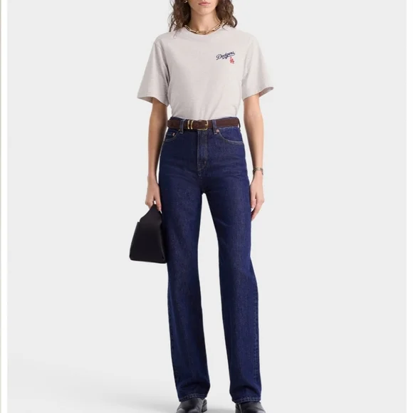 Sporty & Rich Dodgers Serif Tee In Heather Grey S NWT - Picture 2 of 15